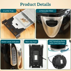 HOMCOM Retro Toaster and Kettle Set - Black