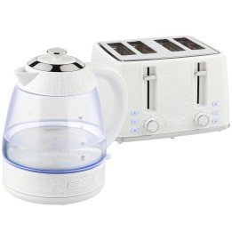 HOMCOM Kettle & 4-Slice Toaster Set | Strix, Fast Boil — Cream