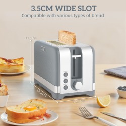 HOMCOM Sleek Textured Kettle and Toaster Set - Grey
