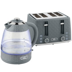 HOMCOM Kettle & 4-Slice Toaster Set | Strix, Fast Boil — Grey