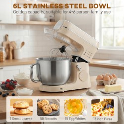 Batteur sur socle HOMCOM, 6L 1400W Robot pâtissier à tête inclinable avec 11 vitesses, puls