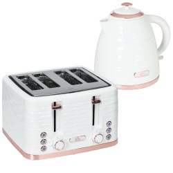 HOMCOM Waterkoker & 4-Snede Broodrooster Set | Snelkoken — Zwart