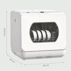 Lave-vaisselle de comptoir HOMCOM avec réservoir 6L d'eau intégré, mini lave-vaisselle de comptoir avec