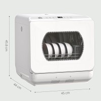 Lave-vaisselle de comptoir HOMCOM avec réservoir 6L d'eau intégré, mini lave-vaisselle de comptoir avec