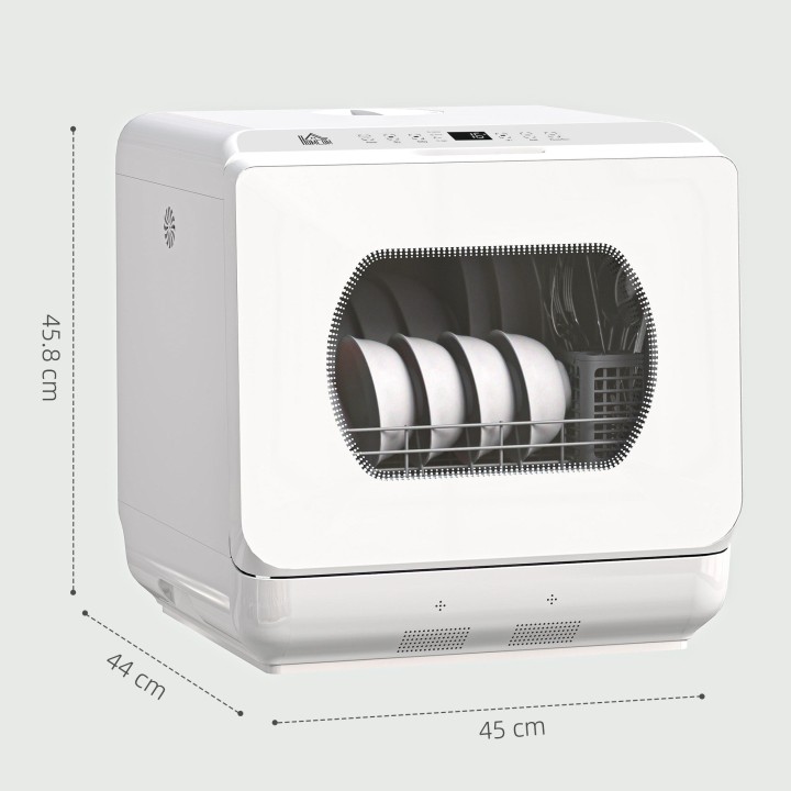 HOMCOM Table Top Dishwasher with Built-in 6L Water Tank, Mini Countert