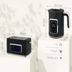 Bollitore e tostapane con touch screen HOMCOM - Nero