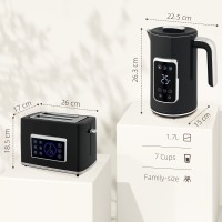 HOMCOM Touch Screen Vattenkokare och Brödrost Set - Svart