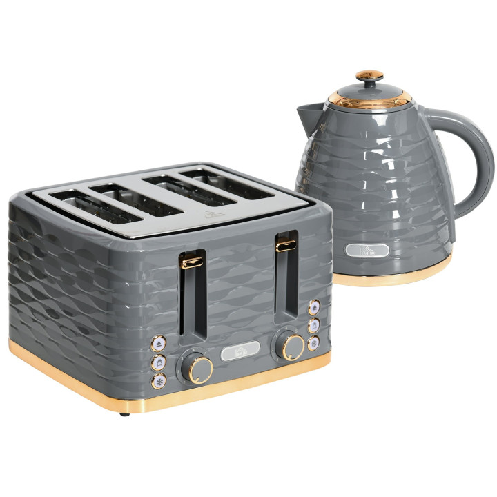 HOMCOM Kettle & 4-Slice Toaster Set | Rapid Boil — Black