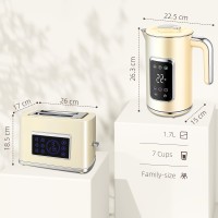 HOMCOM Wasserkocher und Toaster Set mit Touchscreen - Creme