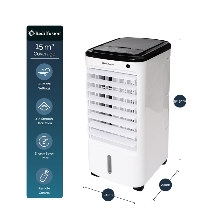 Rediffusion 4L Portable Evaporative Air Cooler | White