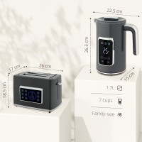 HOMCOM Touch Screen Vattenkokare och Brödrost Set - Grå