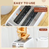 Hervidor de acero inoxidable HOMCOM & 2-Set de tostadora de rebanadas — Blanco