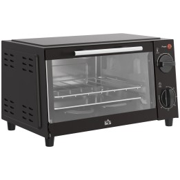 HOMCOM 9L Mini Oven & Grill | Toaster Oven, Timer, 750W — Black