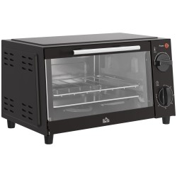 HOMCOM 9L Mini-oven & Grill | Toaster Oven, Timer, 750W — Zwart
