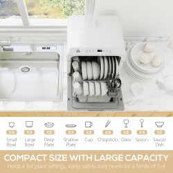 HOMCOM Table Top Dishwasher with Built-in 6L Water Tank, Mini Countert