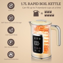 HOMCOM Wasserkocher und Toaster Set mit Touchscreen - Creme