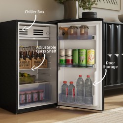 HOMCOM 85L Retro Under-Counter Køleskab | Køleboks — Sort