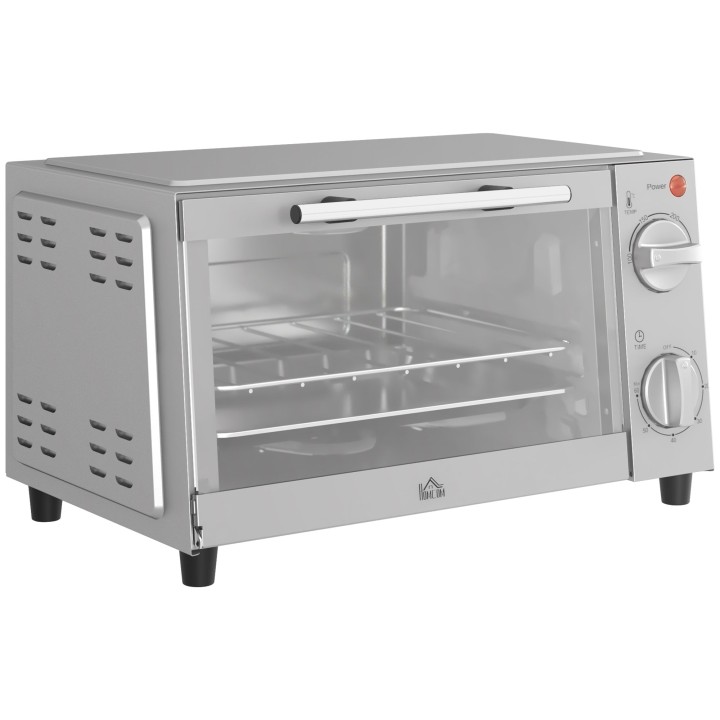 HOMCOM 9L Mini Oven & Grill | Toaster Oven, Timer, 750W — Black