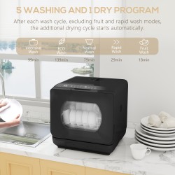 HOMCOM Table Top Dishwasher with Built-in 6L Water Tank, Mini Countert