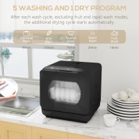 HOMCOM Table Top Dishwasher with Built-in 6L Water Tank, Mini Countert