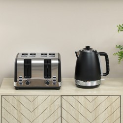 HOMCOM Wasserkocher und Toaster Set mit Edelstahlpaneel - Schwarz
