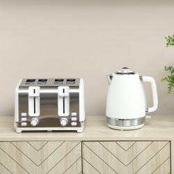 Set de Hervidor y Tostadora HOMCOM con Panel de Acero Inoxidable - Blanco