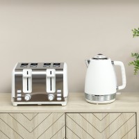 Ensemble bouilloire et grille-pain HOMCOM avec panneau en acier inoxydable - Blanc