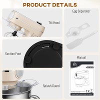 Batteur sur socle HOMCOM, 6L 1400W Robot pâtissier à tête inclinable avec 11 vitesses, puls