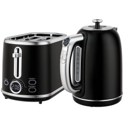 HOMCOM Retrò Lucido 40-100°Set Bollitore e Tostapane - Nero