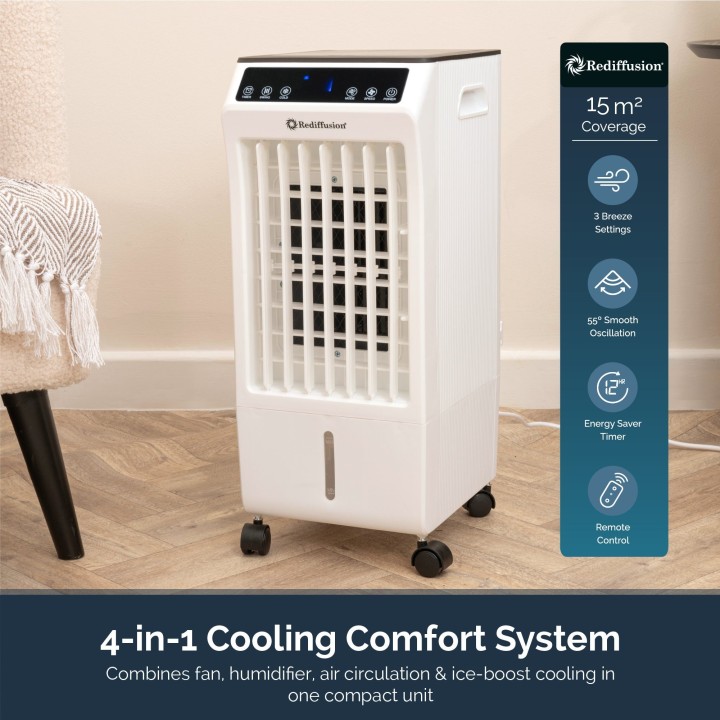 Rediffusion 6L 4-in-1 Evaporative Air Cooler | White