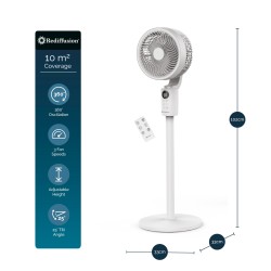 Rediffusion Air360 Ventilador de pedestal oscilante | Blanco