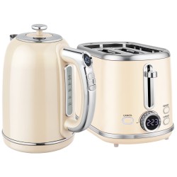 HOMCOM Polerad Retro 40-100°C Vattenkokare och Brödrost Set - Kräm