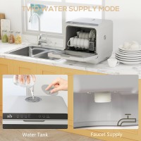 HOMCOM Table Top Dishwasher with Built-in 6L Water Tank, Mini Countert