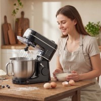 Batteur sur socle HOMCOM | 6L, 1400W, 11 Vitesses, LED — Noir