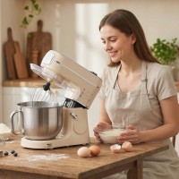 HOMCOM Standmixer, 6L 1400W Klappkopf-Küchenmaschine mit 11 Geschwindigkeiten, Puls