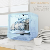 Lave-vaisselle de comptoir HOMCOM avec réservoir 6L d'eau intégré, mini lave-vaisselle de comptoir avec