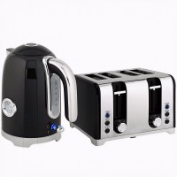 HOMCOM Retrò 3000W Set Bollitore e Tostapane - Nero
