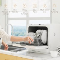 Lave-vaisselle de comptoir HOMCOM avec réservoir 6L d'eau intégré, mini lave-vaisselle de comptoir avec