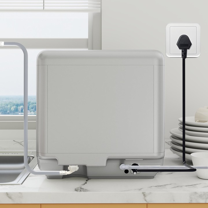 HOMCOM Table Top Dishwasher with Built-in 6L Water Tank, Mini Countert