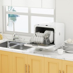 HOMCOM Table Top Dishwasher with Built-in 6L Water Tank, Mini Countert