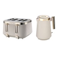 Russell Hobbs 26751 Brontë Kettle Stone 1.7L — Gold Accent Fluted Design