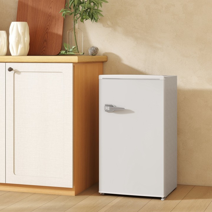 HOMCOM 85L Retro Under-Counter Fridge | Chiller — White