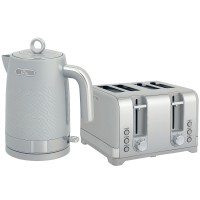 Set bollitore e tostapane a quattro fette HOMCOM elegante e testurizzato - Grigio