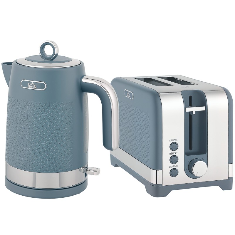 HOMCOM Sleek Textured Vattenkokare och Brödrost Set - Blå