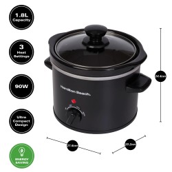Hamilton Beach The Mighty Mini 1.8L Slow Cooker - Schwarz