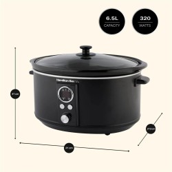 Hamilton Beach Digital 6.5L Oval Slow Cooker – Svart