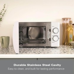 Hamilton Beach 20L Manual White Microwave with Stainless Steel Cavity