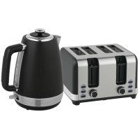 HOMCOM Wasserkocher und Toaster Set mit Edelstahlpaneel - Schwarz