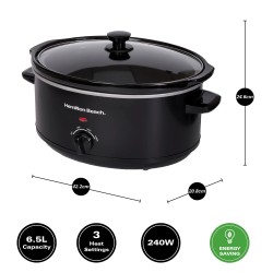 Hamilton Beach Familienfavoritten 6.5L Slow Cooker – Svart