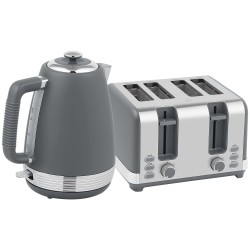 HOMCOM Wasserkocher und Toaster Set mit Edelstahlpaneel - Grau